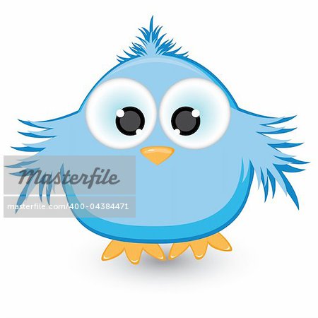 Cartoon blue sparrow. Illustration on white background