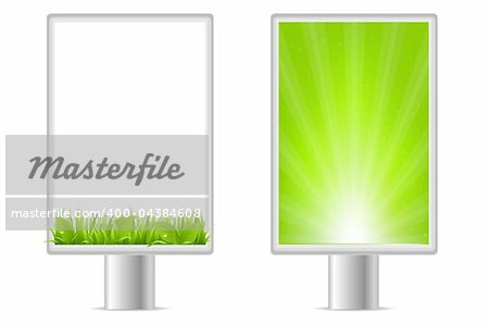 2 Blank Billboards, Isolated On White Background, Vector Illustration