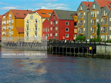 Trondheim old construction over the river