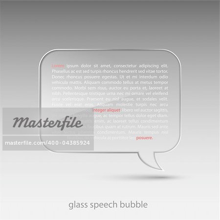 Glass speech bubble.Vector illustration.