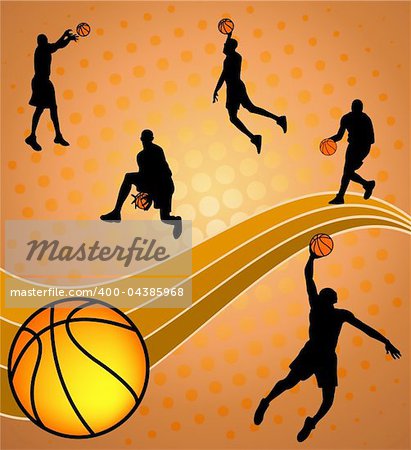 basketball players on the abstract background - vector