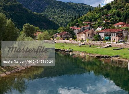 river at Rijeka Crnojevica town in Montenegro