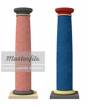 Classical columns with colored stucco - rendering -