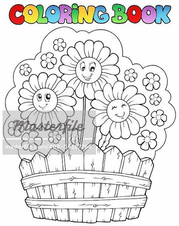 Coloring book with daisies - vector illustration.