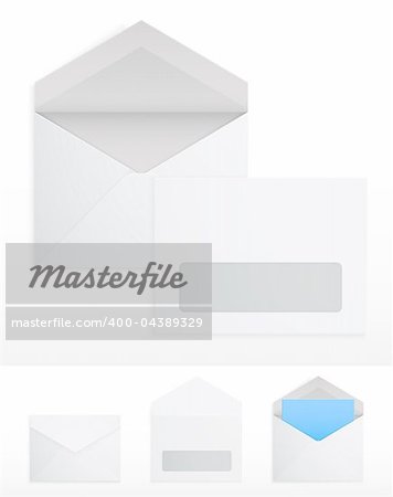 Set of blank envelops on white. Vector illustration