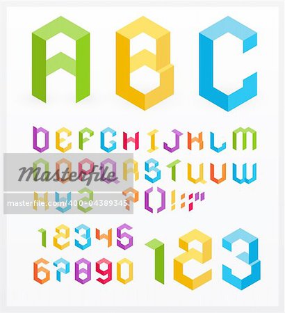 Paper 3D alphabet letters and numbers