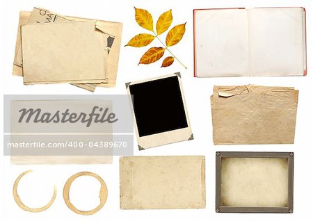 Collection elements for scrapbooking. Objects isolated over white