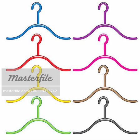 Set of colorful hangers.  Illustration on white background