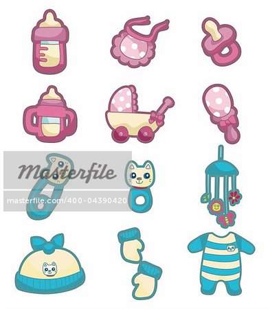 cartoon baby good icon set