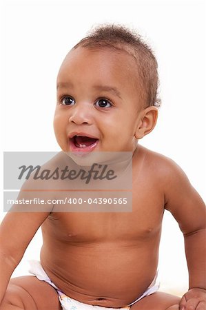 cute African American boy  surprised