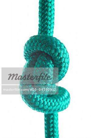 Rope with marine knot on white background