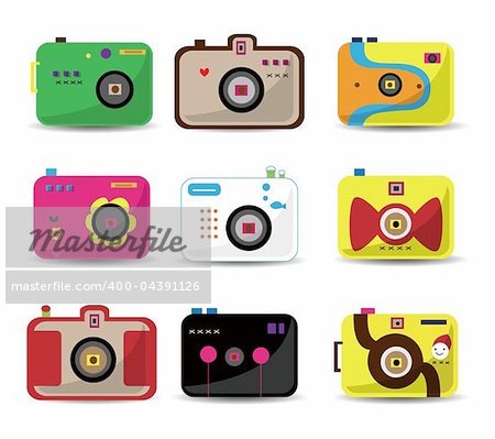 cartoon camera icon set