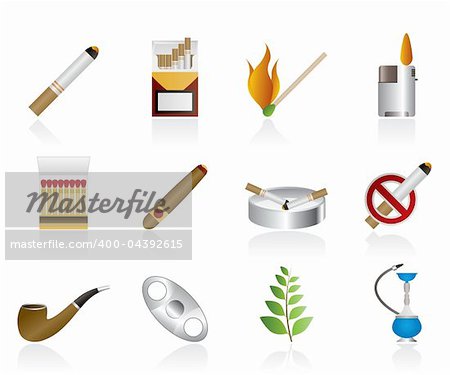 Smoking and cigarette icons - vector icon set