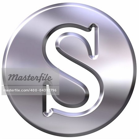 3d silver letter S isolated in white