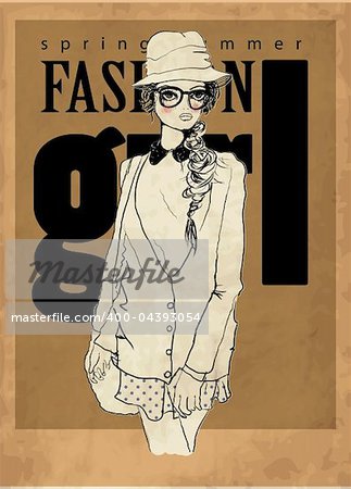 fashion illustration cover girl sketch drawing penciled vector
