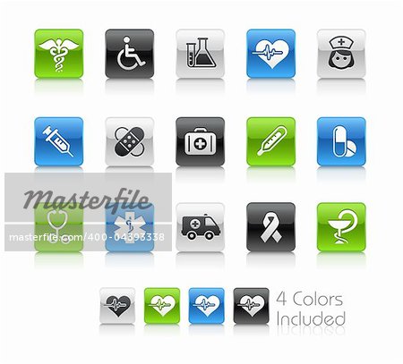 The vector file includes 4 color versions for each icon in different layers.