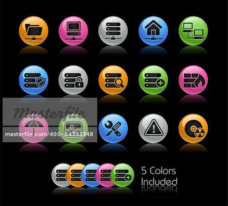 The vector file includes 5 color versions for each icon in different layers.