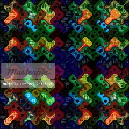 Geometric dotted and curve lined modern art seamless pattern. Vector abstract repeat background.