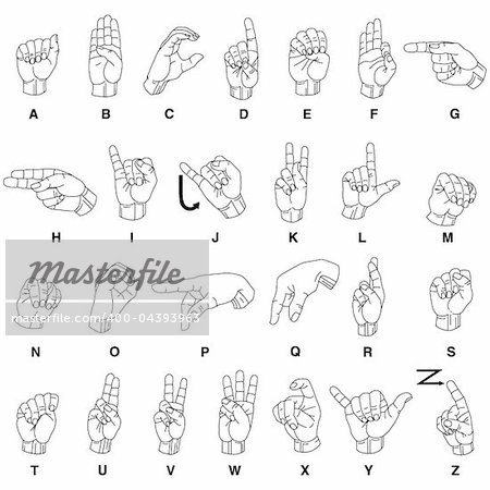 Vector Illustration of Sign Language Hands and Alphabet.