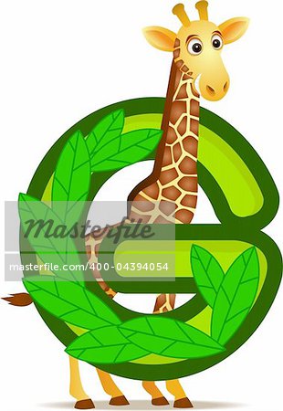animal alphabet G with Giraffe cartoon