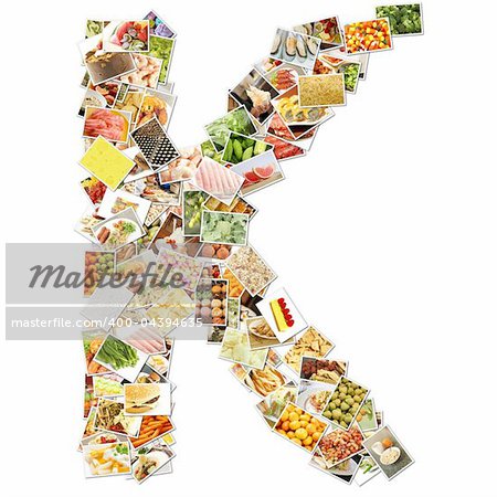 Letter K with Food Collage Concept Art Letter K with Food Collage Concept Art