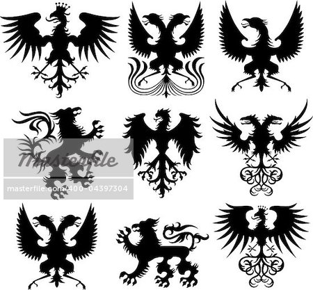 heraldic crest vector set