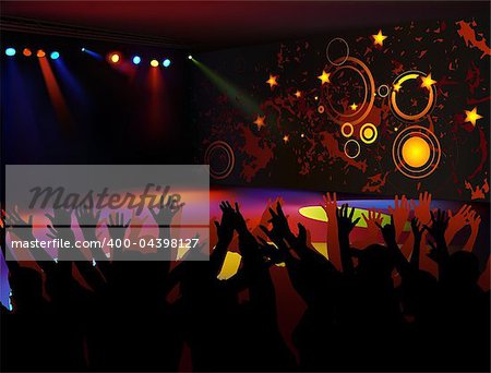 Dance Party - colored background illustration, vector