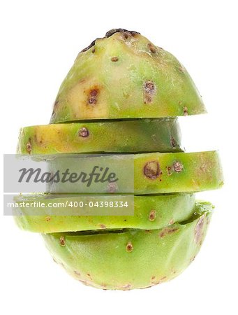 Ripe Prickly Pear Cactaceous Fruit Isolated on White with a Clipping Path.