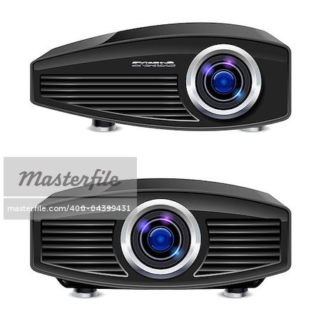 Realistic multimedia projector. Illustration on white background for design