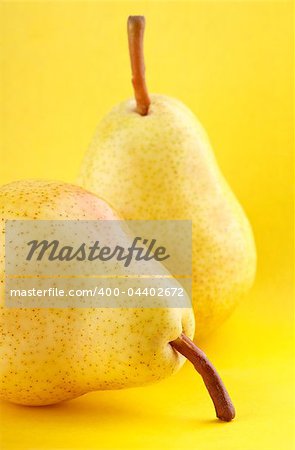 Yellow pears on yellow background