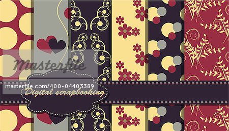 set of vector flower paper for scrapbook