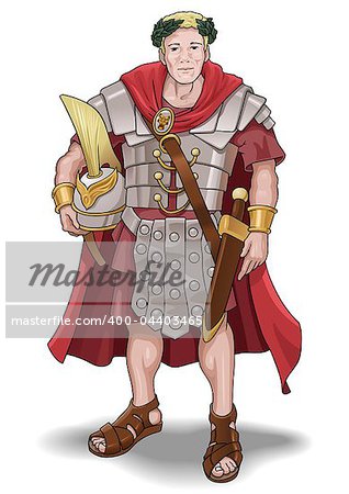 Vector illustration of the roman soldier without background.