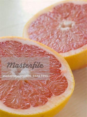 Halved Pink Grapefruit