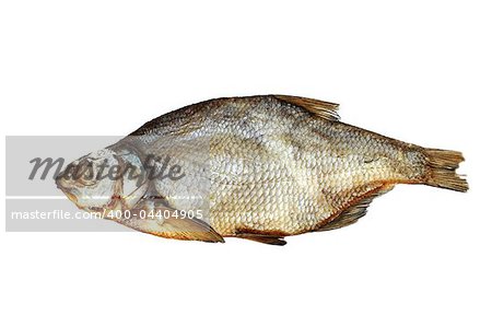 Close-up foto of bream lying on white background