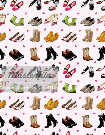 cartoon shoes set seamless pattern