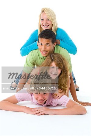 Teenagers On Top Of One Another