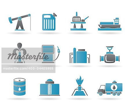 Oil and petrol industry icons - vector icon set