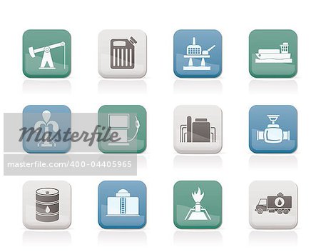 Oil and petrol industry icons - vector icon set