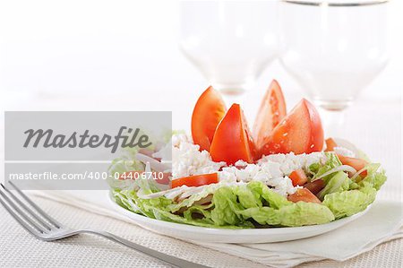 Fresh vegetable salad with cottage cheese