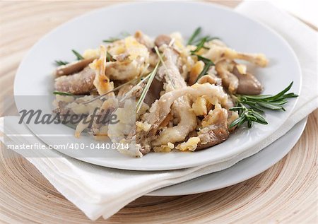 Fried oyster mushrooms prepared with rosemary