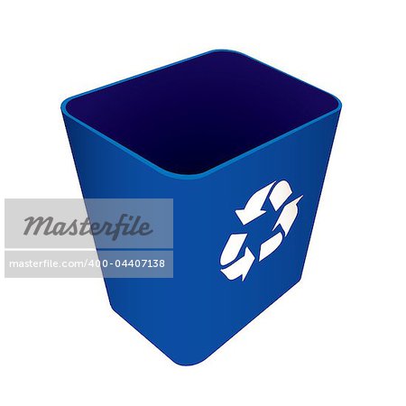 Blue plastic recycle waste can or bin