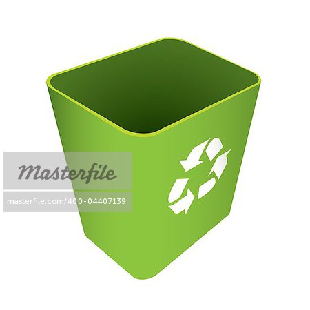 Green waste recycle can or bin with symbol