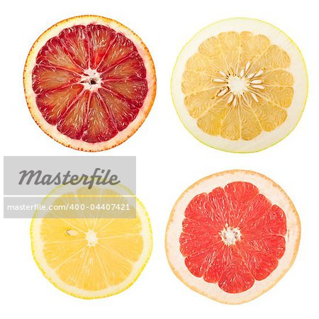 citrus slices isolated on white background