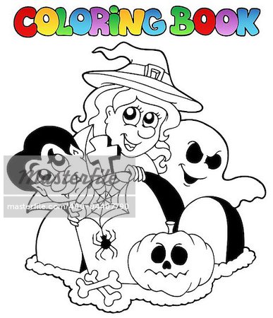 Coloring book Halloween topic 1 - vector illustration.