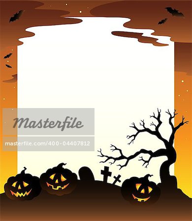 Frame with Halloween scenery 1 - vector illustration.