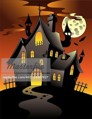 Scene with Halloween mansion 1 - vector illustration.