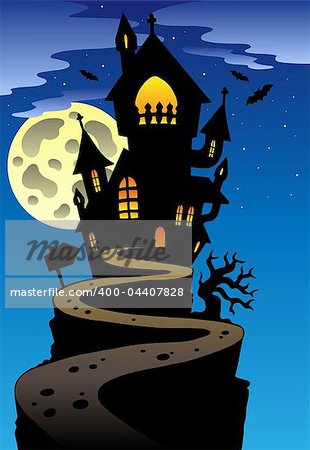 Scene with Halloween mansion 2 - vector illustration.
