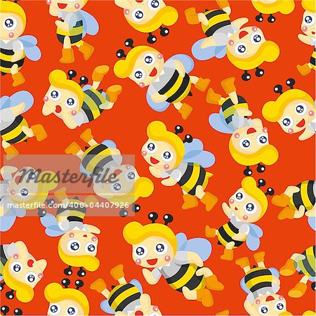 cartoon bee boy seamless pattern