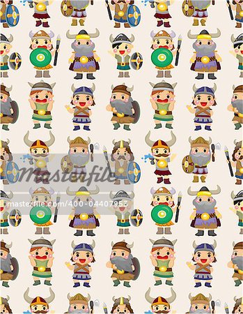 cartoon vikings pirate seamless pattern