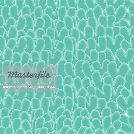 Green abstract seamless pattern with heart. Vector background.